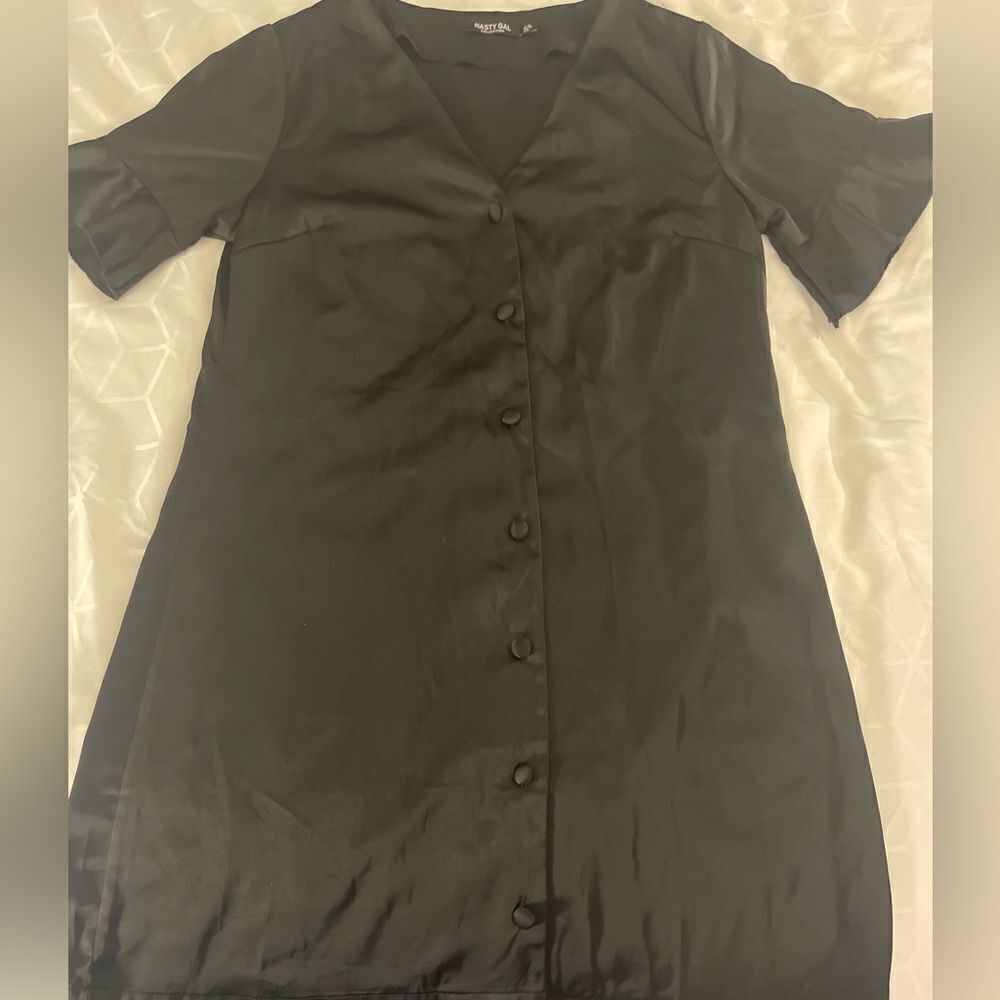 Women’s Nasty Gal‎ Late Registration Shirt Dress Size 6 Black Mini
